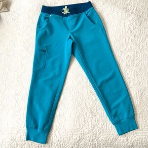 Figs Teal Blue Scrubs Joggers Pants Medical Uniform Pants Size XS